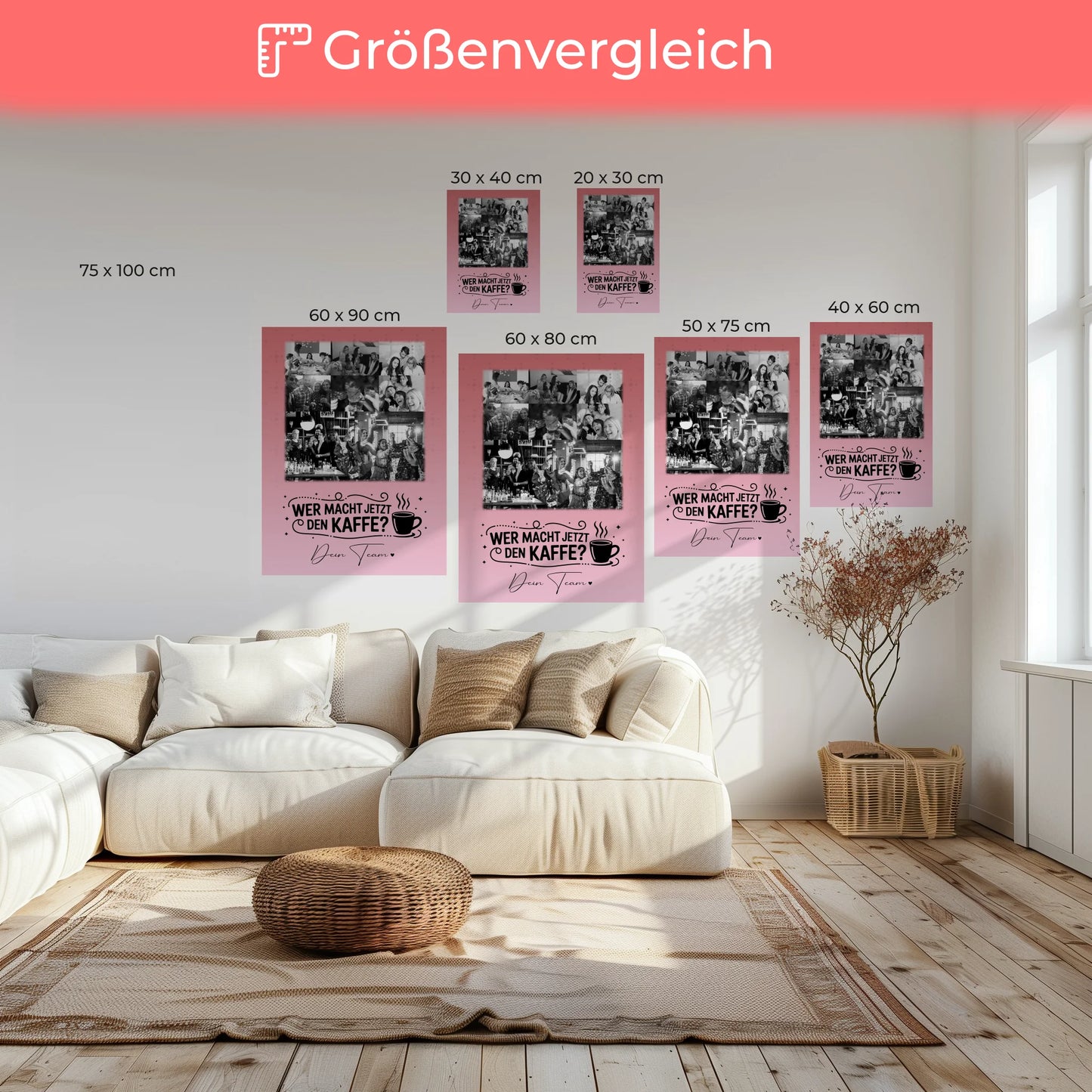 Personalisierte Leinwand Wandbild mit 8 Fotos und 1 Herz Foto Einfach so für besondere Geschenke 6