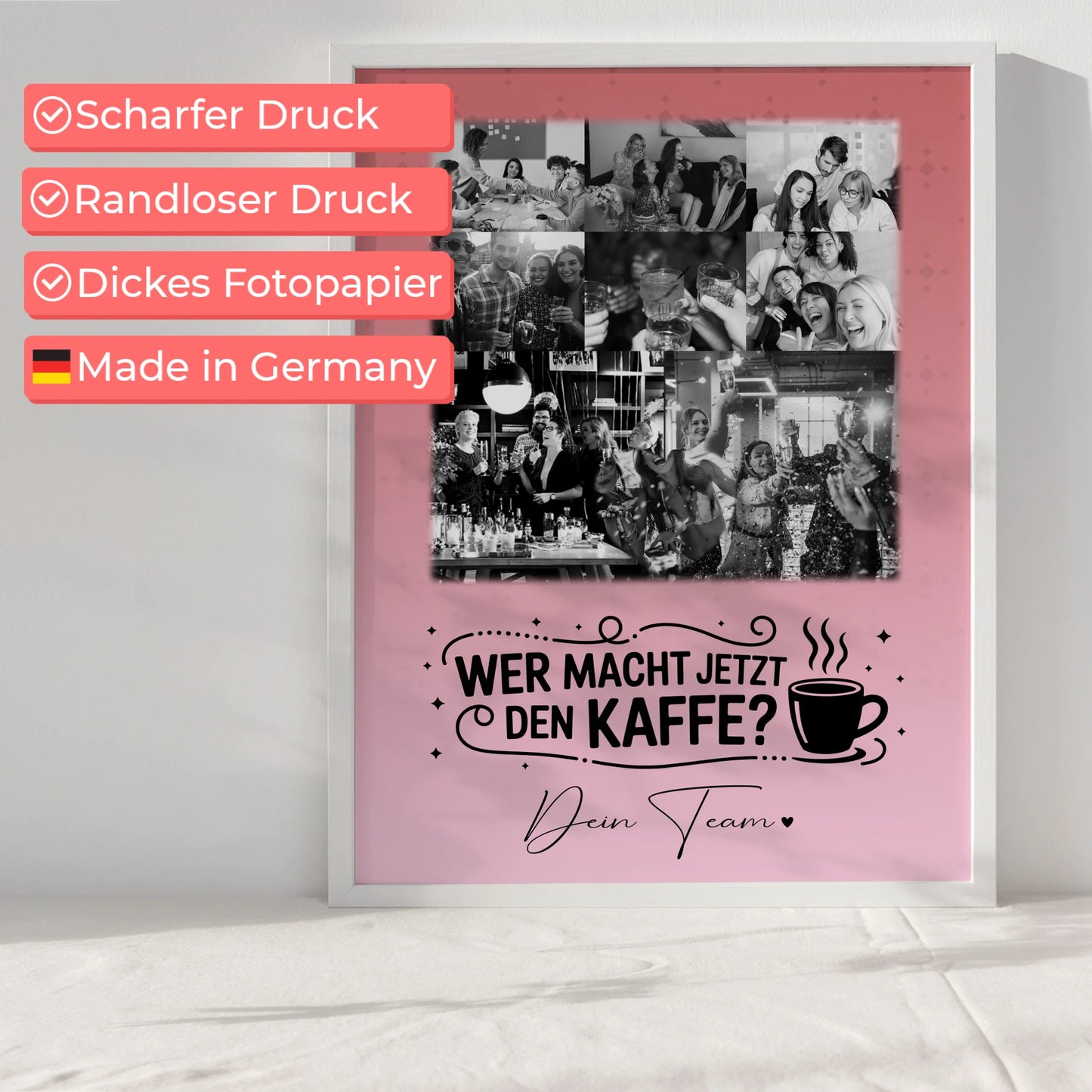 Abschied Kollegin Poster mit 8 Fotos und 1 Herz Foto als Geschenk Einfach so