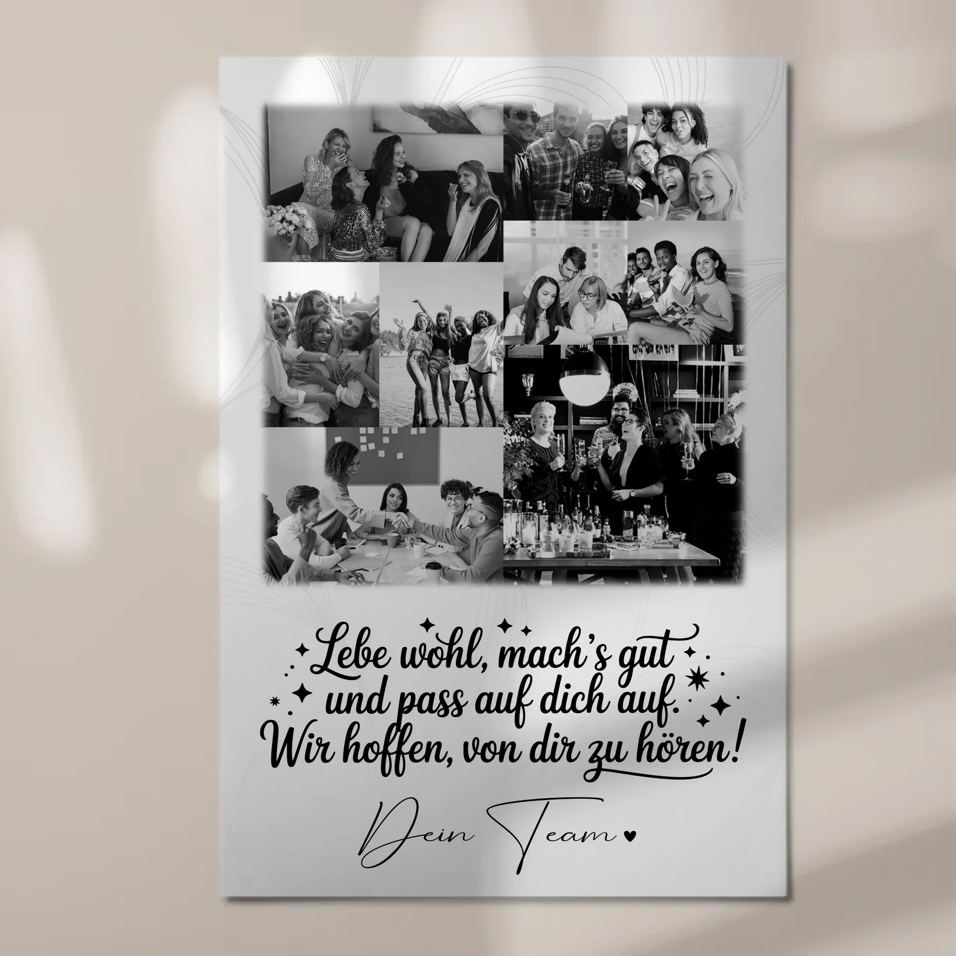 Personalisiertes Fotoboard Magnet Wandbild mit 9 Fotos Ein Hoch auf dich 1