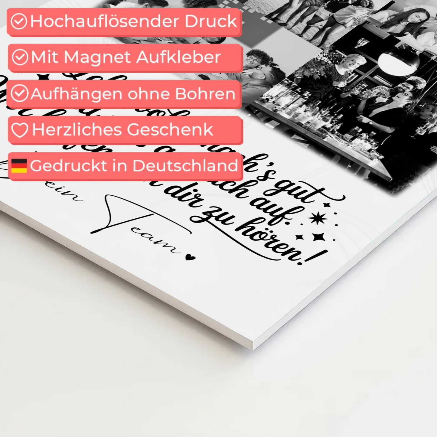 Personalisiertes Fotoboard Magnet Wandbild mit 9 Fotos Ein Hoch auf dich 4
