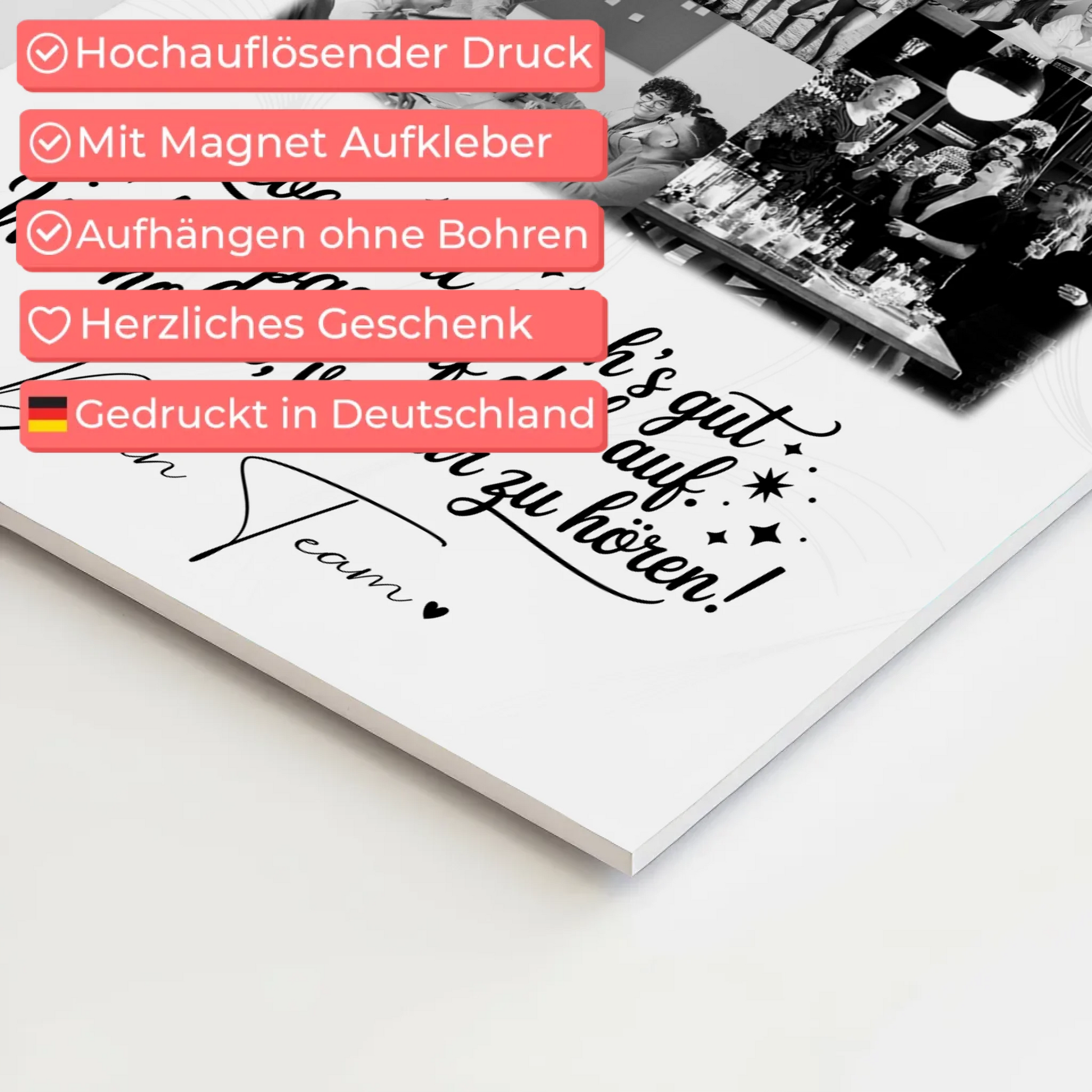 Personalisiertes Fotoboard Magnet Wandbild mit 9 Fotos Ein Hoch auf dich 10