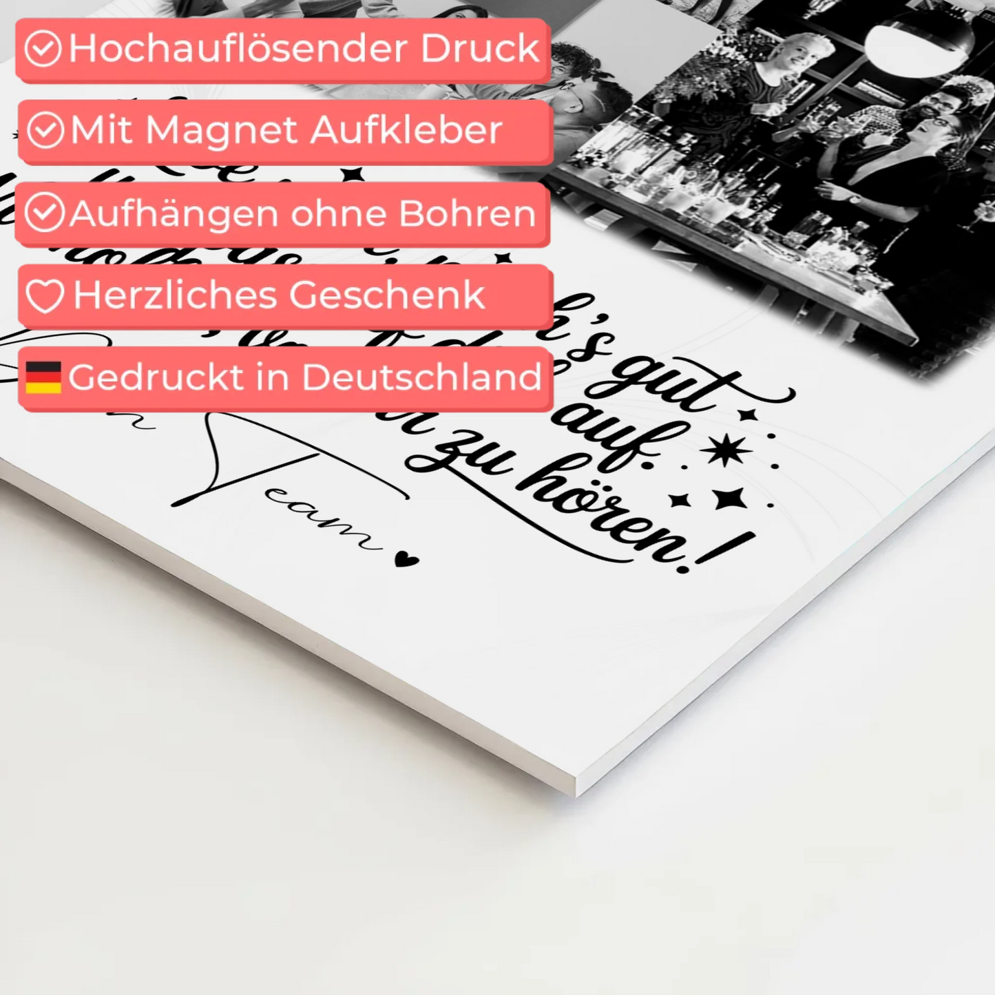 Personalisiertes Fotoboard Magnet Wandbild mit 9 Fotos Ein Hoch auf dich