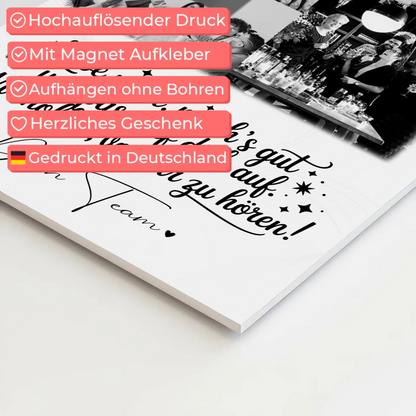Personalisiertes Fotoboard Magnet Wandbild mit 9 Fotos Ein Hoch auf dich