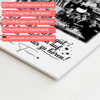 Personalisiertes Fotoboard Magnet Wandbild mit 9 Fotos Ein Hoch auf dich