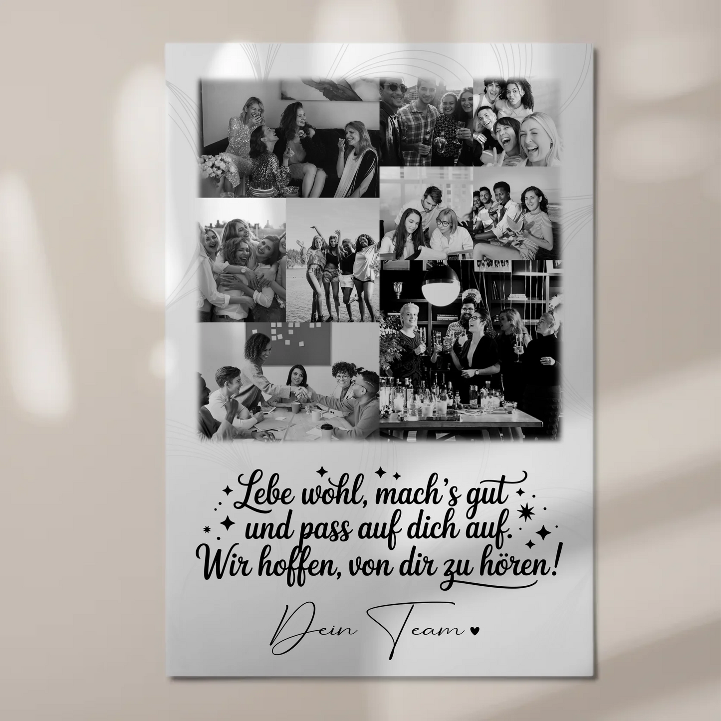 Personalisiertes Fotoboard Magnet Wandbild mit 9 Fotos Ein Hoch auf dich