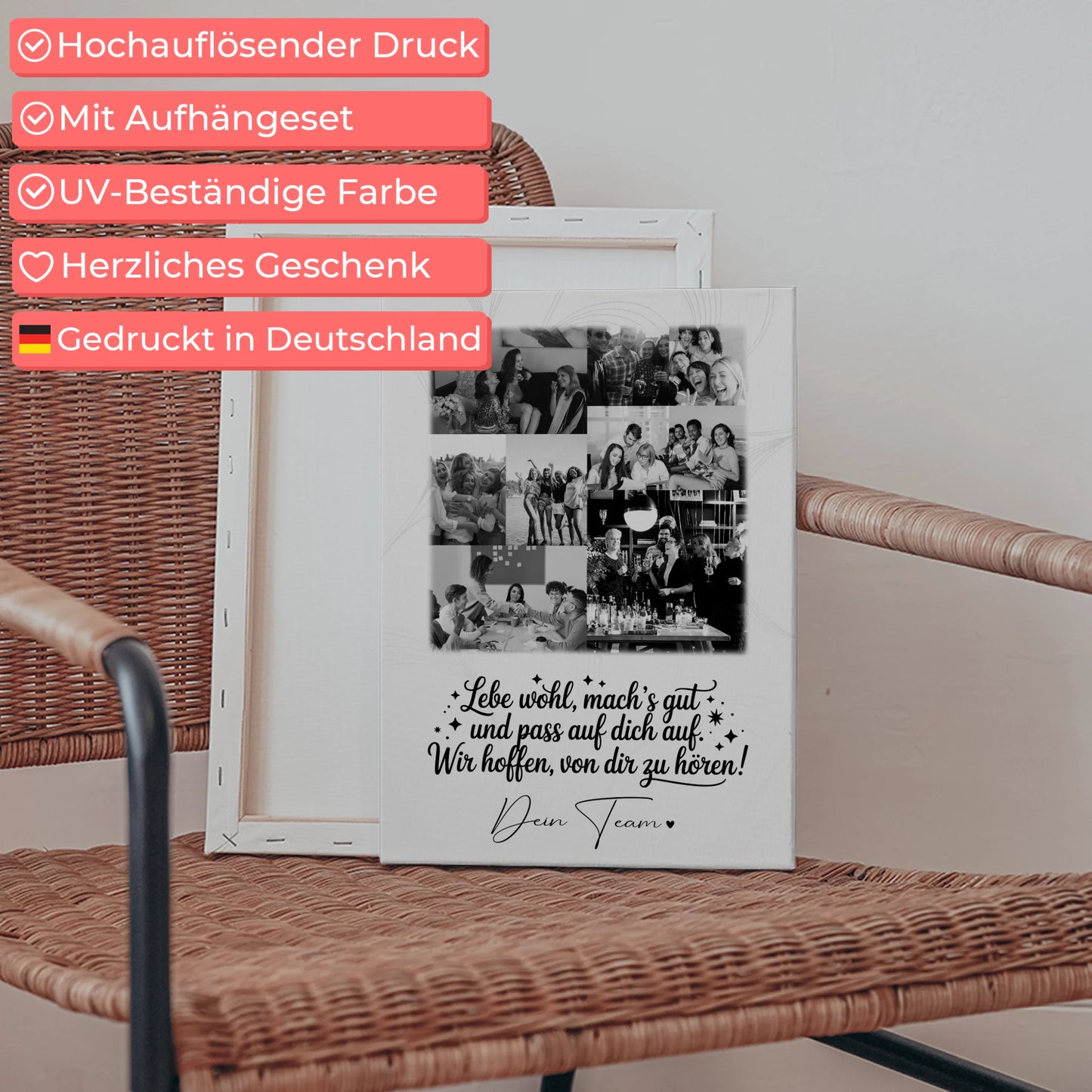 Leinwand Personalisiert mit 9 Fotos Ein Hoch auf Dich Geschenk für Freunde 5