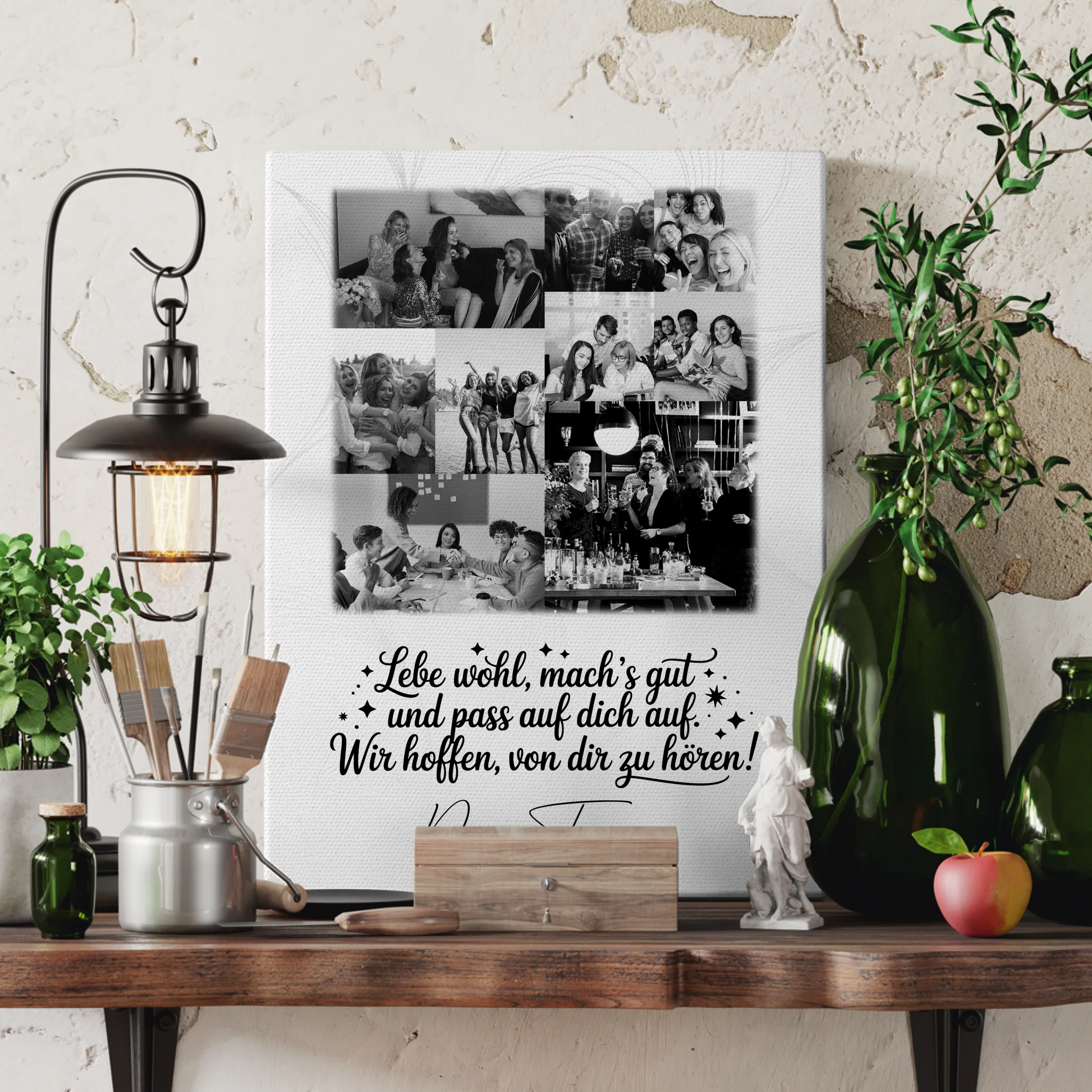 Leinwand Personalisiert mit 9 Fotos Ein Hoch auf Dich Geschenk für Freunde 3