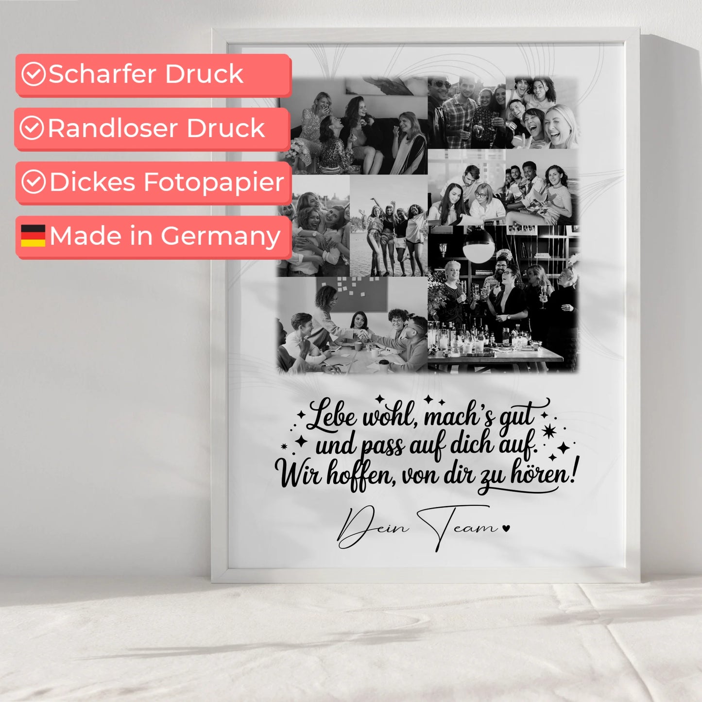 Poster zum Abschied Kollegin mit 9 Fotos Ein Hoch auf dich
