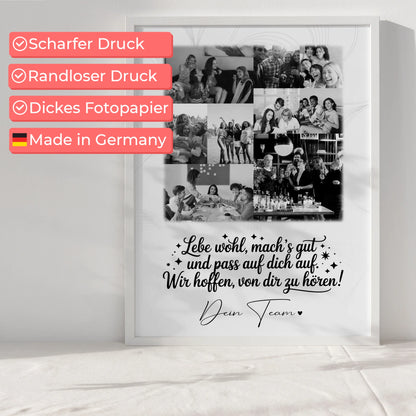 Poster zum Abschied Kollegin mit 9 Fotos Ein Hoch auf dich