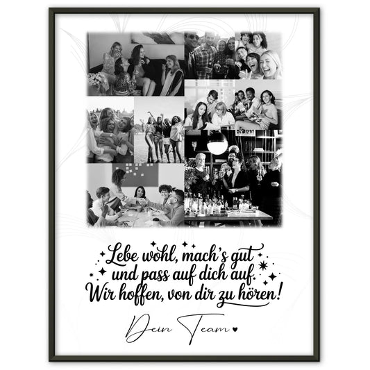 Poster zum Abschied Kollegin mit 9 Fotos Ein Hoch auf dich