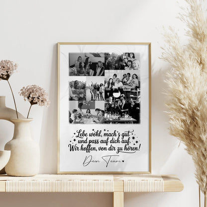 Poster zum Abschied Kollegin mit 9 Fotos Ein Hoch auf dich