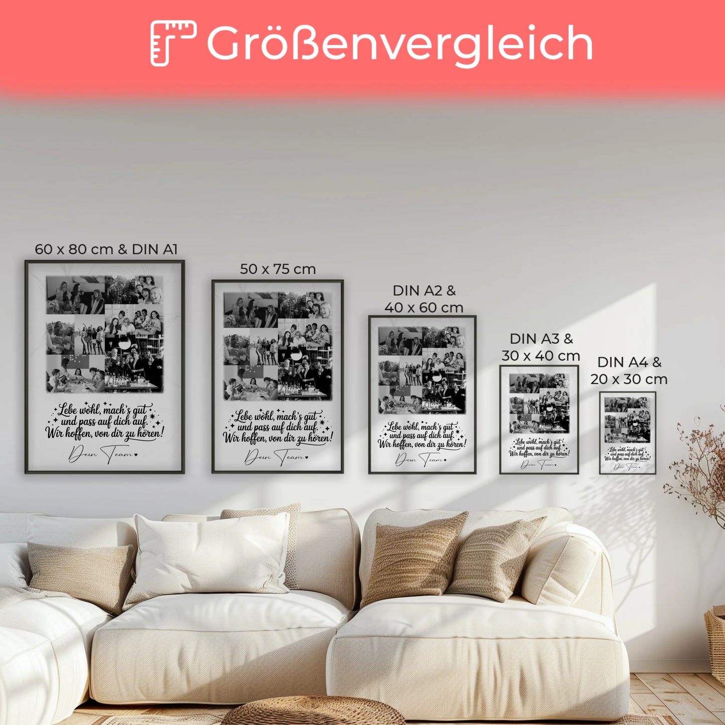 Poster zum Abschied Kollegin mit 9 Fotos Ein Hoch auf dich