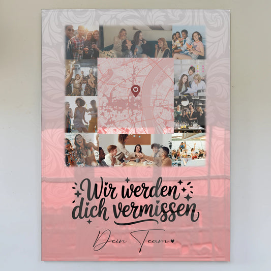 Personalisierte Foto Mit Acrylglas 10 Fotos und Karte in der Mitte Glück ist Zeit mit dir