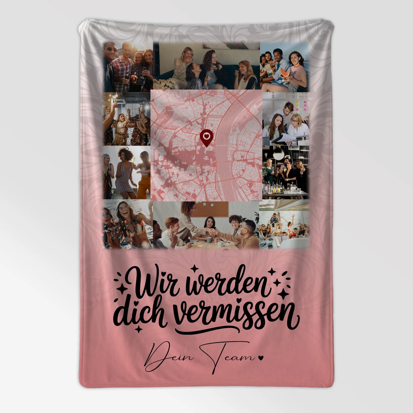 Personalisierte Decke mit Namen 10 Fotos und Karte in der Mitte Glück ist Zeit mit dir 7