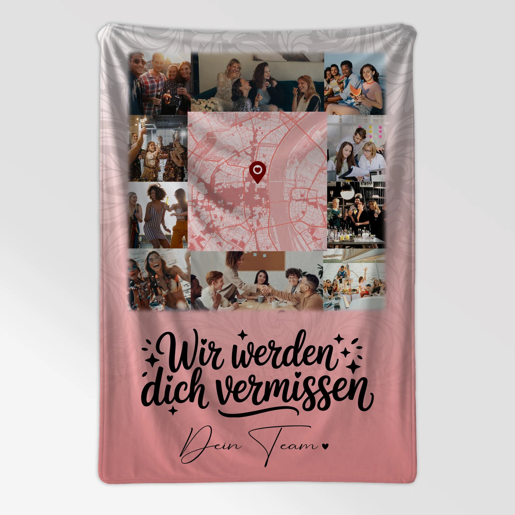 Personalisierte Decke mit Namen 10 Fotos und Karte in der Mitte Glück ist Zeit mit dir 7