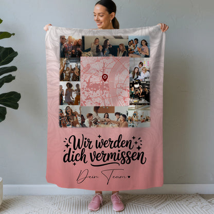 Personalisierte Decke mit Namen 10 Fotos und Karte in der Mitte Glück ist Zeit mit dir 1