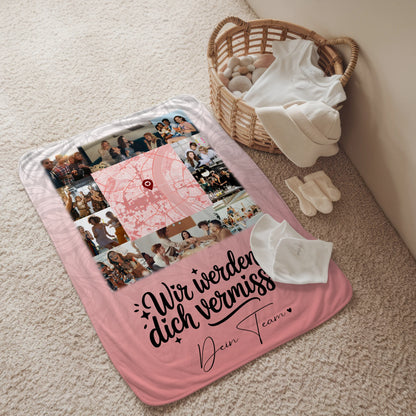 Personalisierte Decke mit Namen 10 Fotos und Karte in der Mitte Glück ist Zeit mit dir 2
