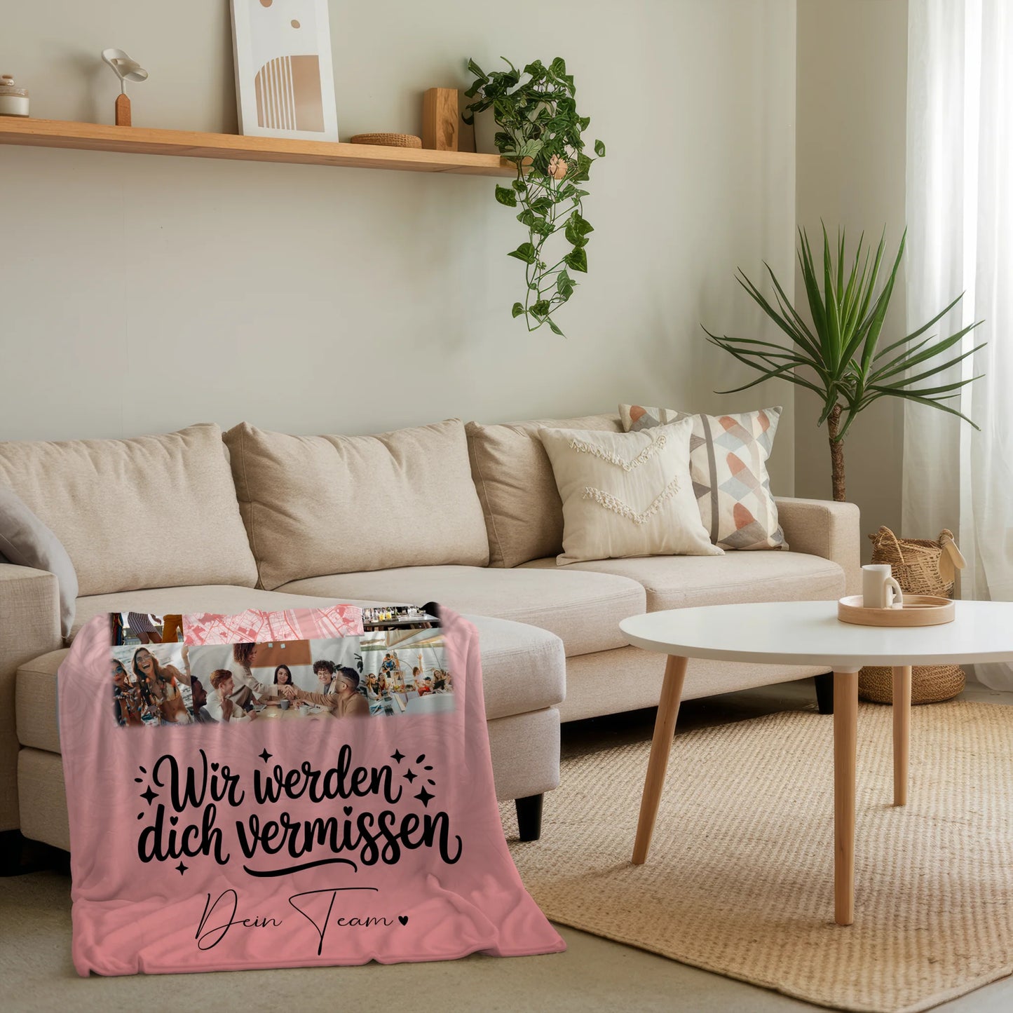 Personalisierte Decke mit Namen 10 Fotos und Karte in der Mitte Glück ist Zeit mit dir 4