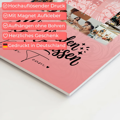 Fotoboard Poster Magnetisch mit 10 Fotos und Karte in der Mitte Glück ist Zeit mit dir verbringen 10