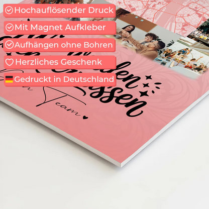 Fotoboard Poster Magnetisch mit 10 Fotos und Karte in der Mitte Glück ist Zeit mit dir verbringen