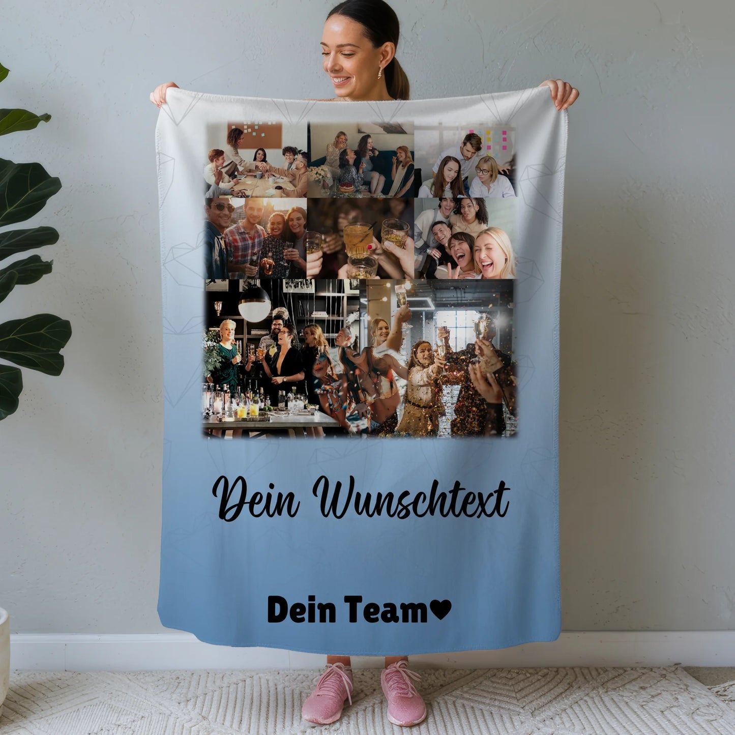 Personalisierte Namensdecke mit 8 Fotos Herz Wunschtext Du bist mein Komisch Geschenk 1