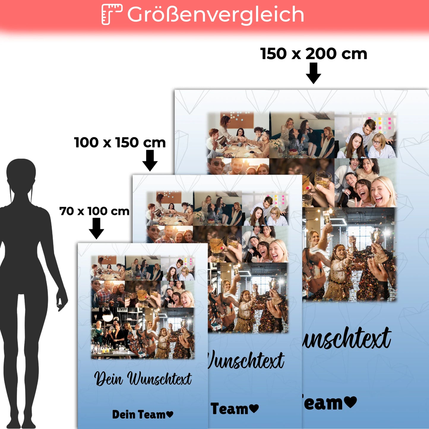 Personalisierte Namensdecke mit 8 Fotos Herz Wunschtext Du bist mein Komisch Geschenk 5