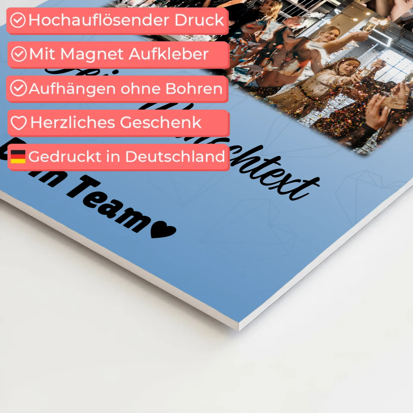 Personalisiertes Fotoboard Magnet Wandbild mit 8 Fotos Herz Wunschtext Du bist mein Komisch 10