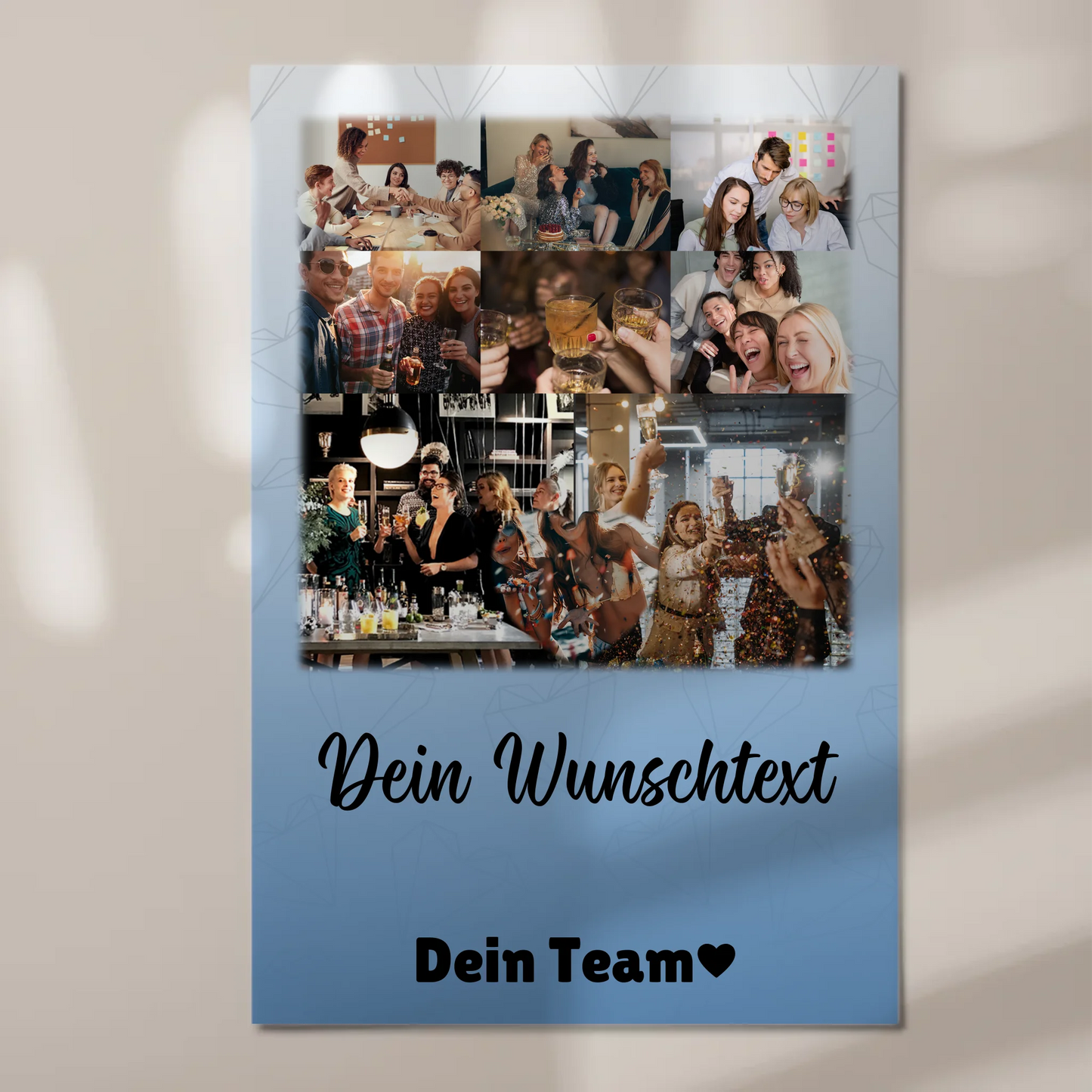 Personalisiertes Fotoboard Magnet Wandbild mit 8 Fotos Herz Wunschtext Du bist mein Komisch