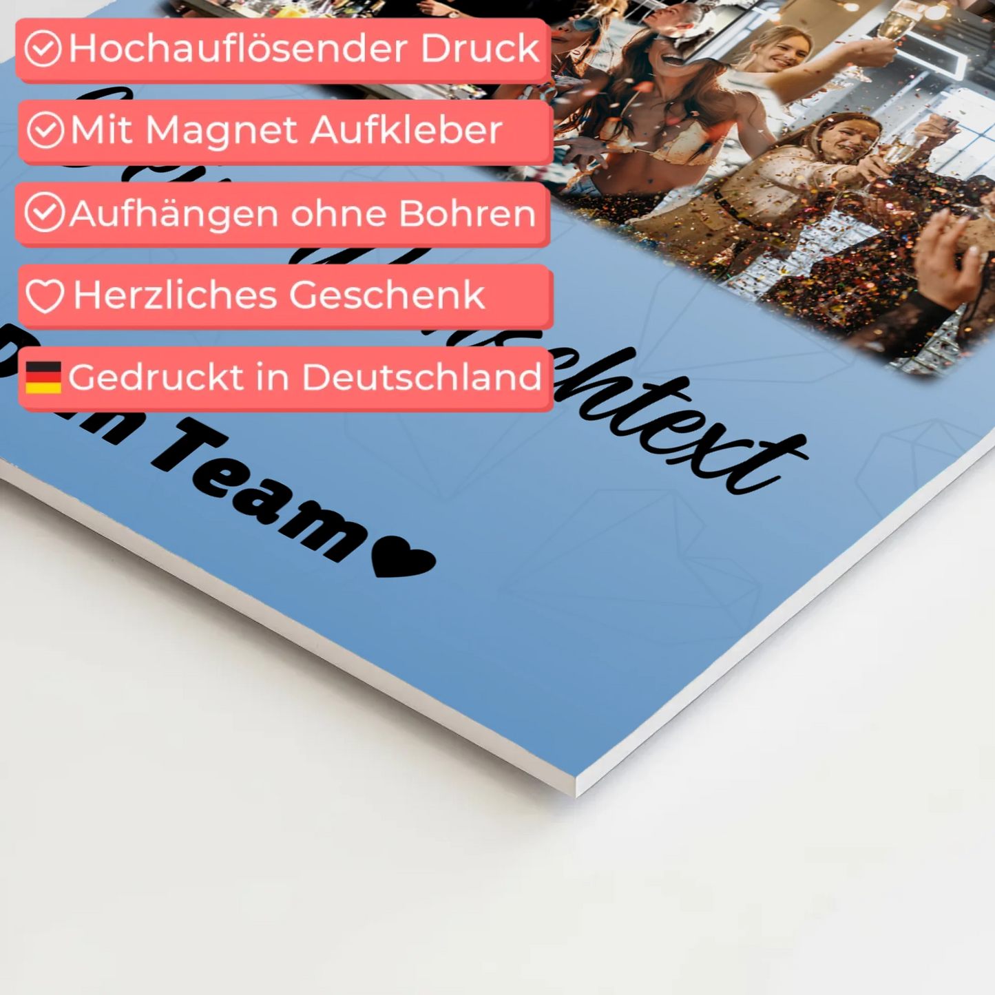 Personalisiertes Fotoboard Magnet Wandbild mit 8 Fotos Herz Wunschtext Du bist mein Komisch