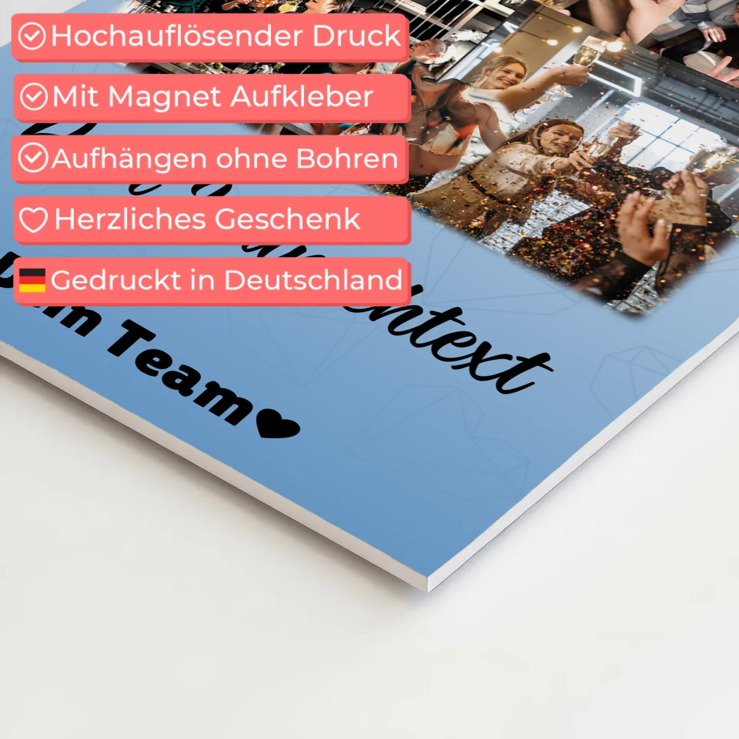 Personalisiertes Fotoboard Magnet Wandbild mit 8 Fotos Herz Wunschtext Du bist mein Komisch