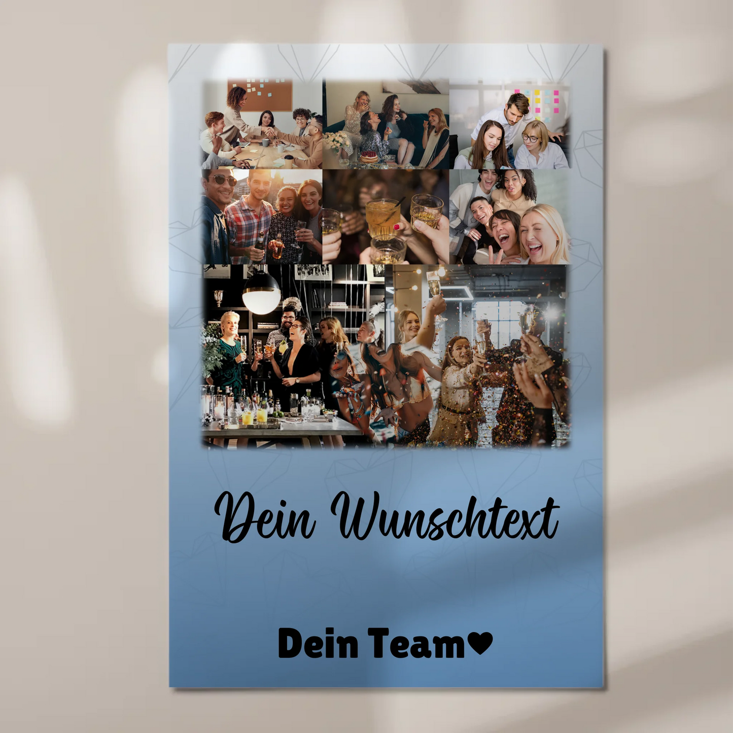 Personalisiertes Fotoboard Magnet Wandbild mit 8 Fotos Herz Wunschtext Du bist mein Komisch