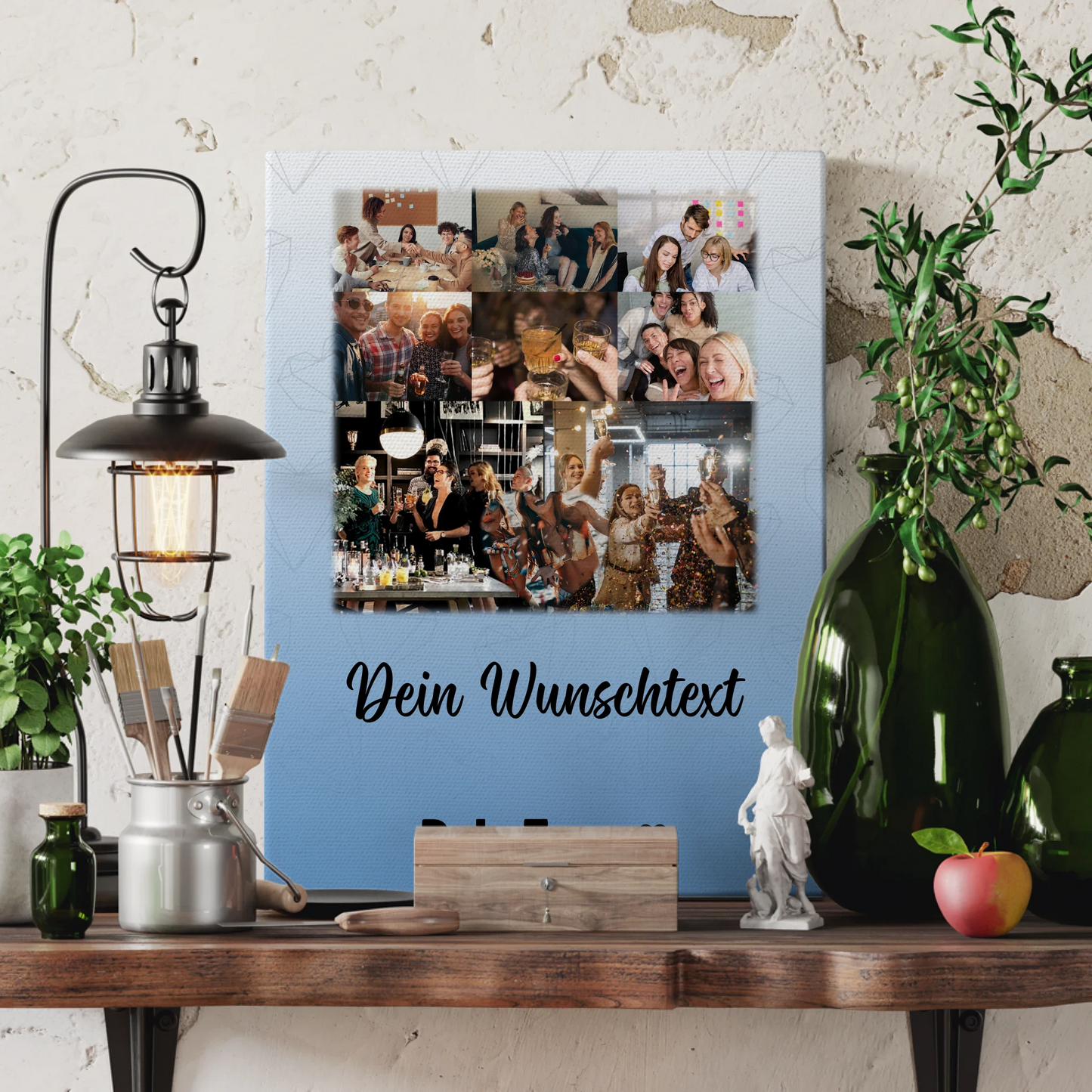 Personalisierte Leinwand Wandbild mit 8 Fotos 1 Herz Foto Wunschtext Du bist mein Komisch 3