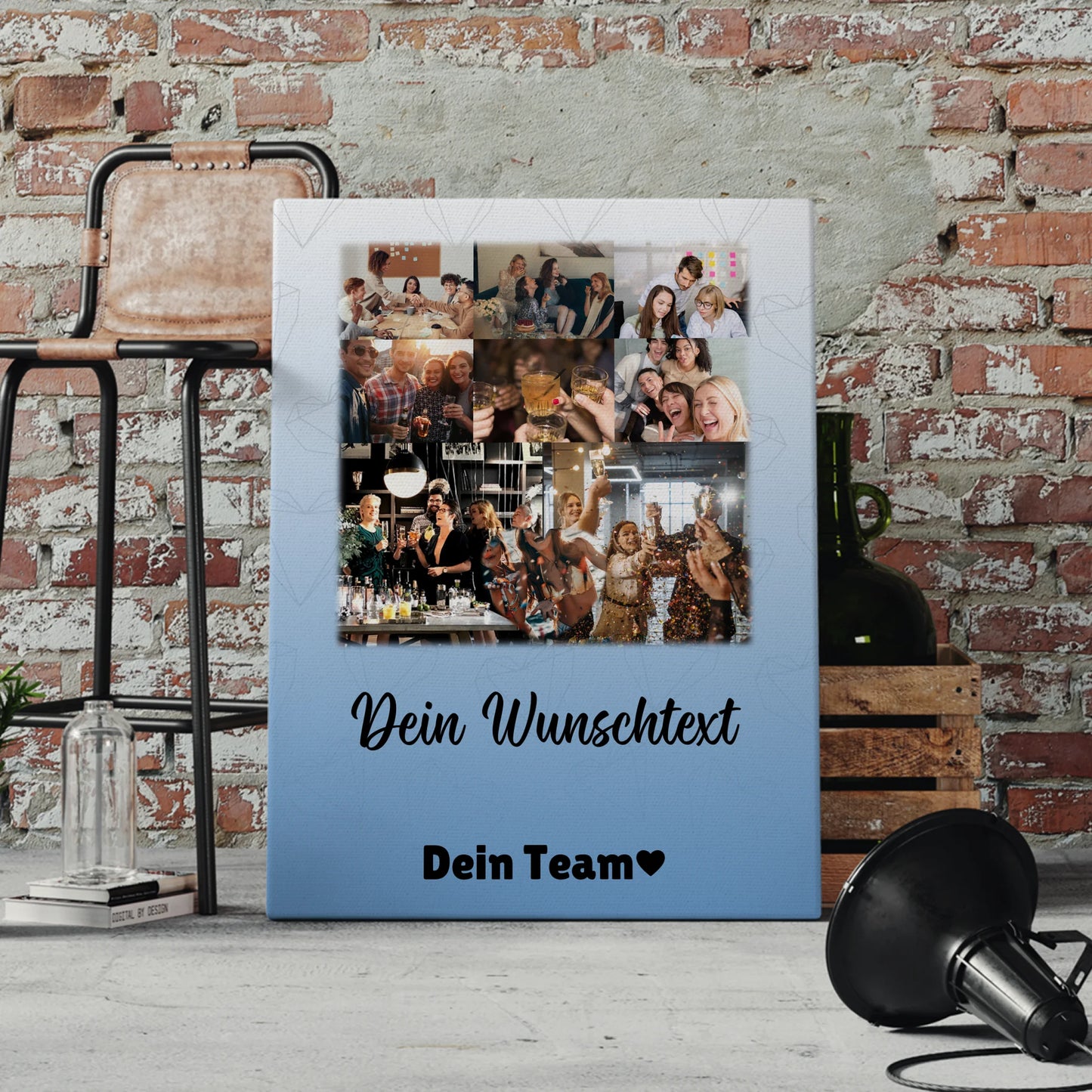 Personalisierte Leinwand Wandbild mit 8 Fotos 1 Herz Foto Wunschtext Du bist mein Komisch 4