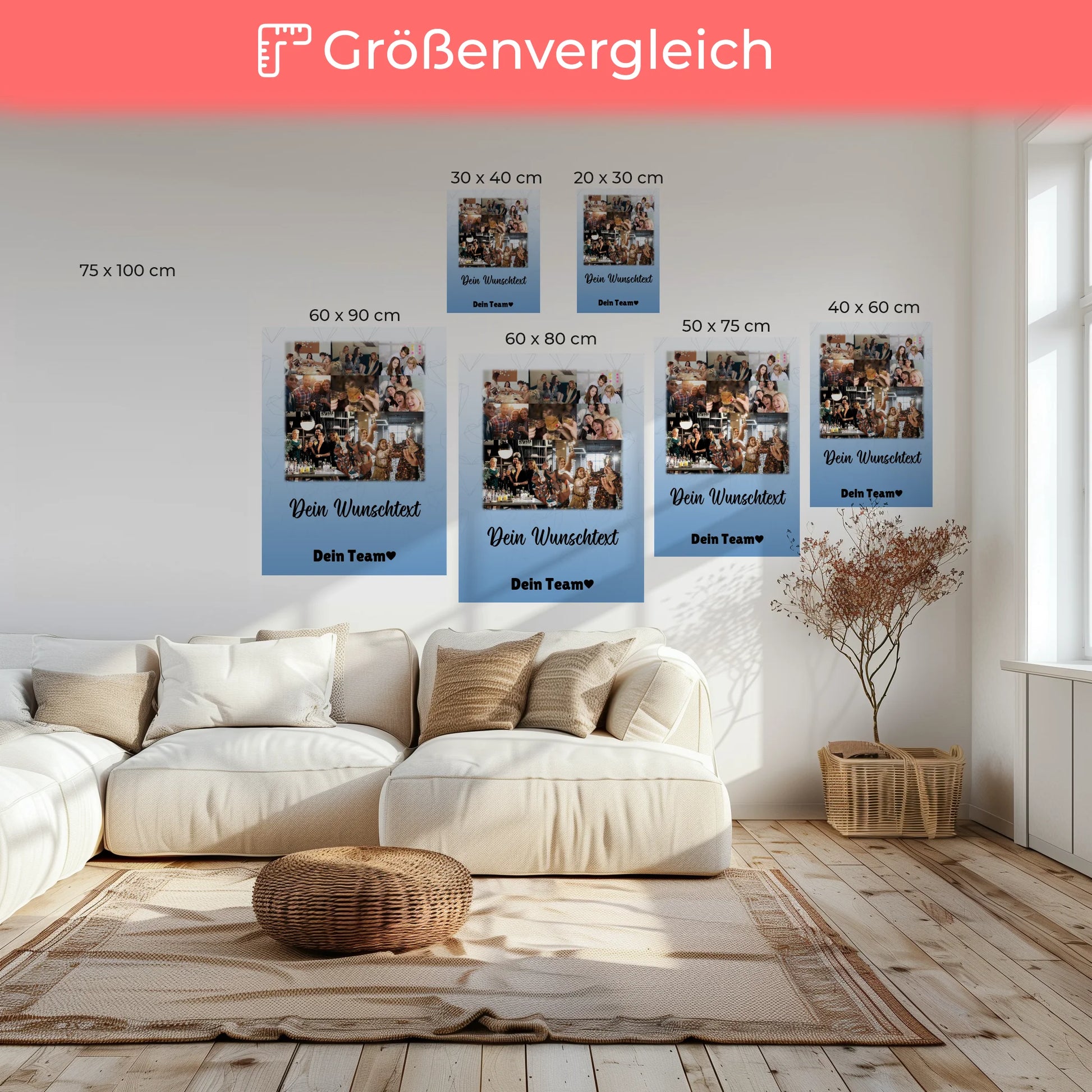 Personalisierte Leinwand Wandbild mit 8 Fotos 1 Herz Foto Wunschtext Du bist mein Komisch 6