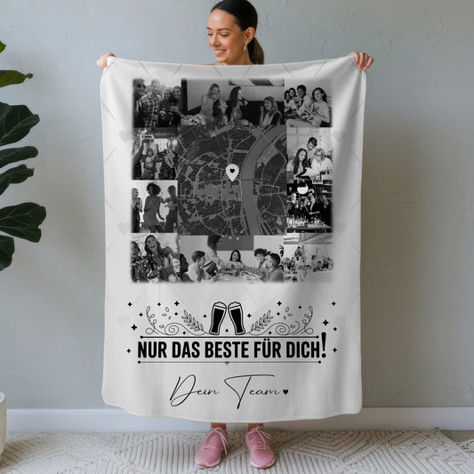 Personalisierte Decke Mit Namen 10 Fotos und Karte in der Mitte Für immer im Herzen 1