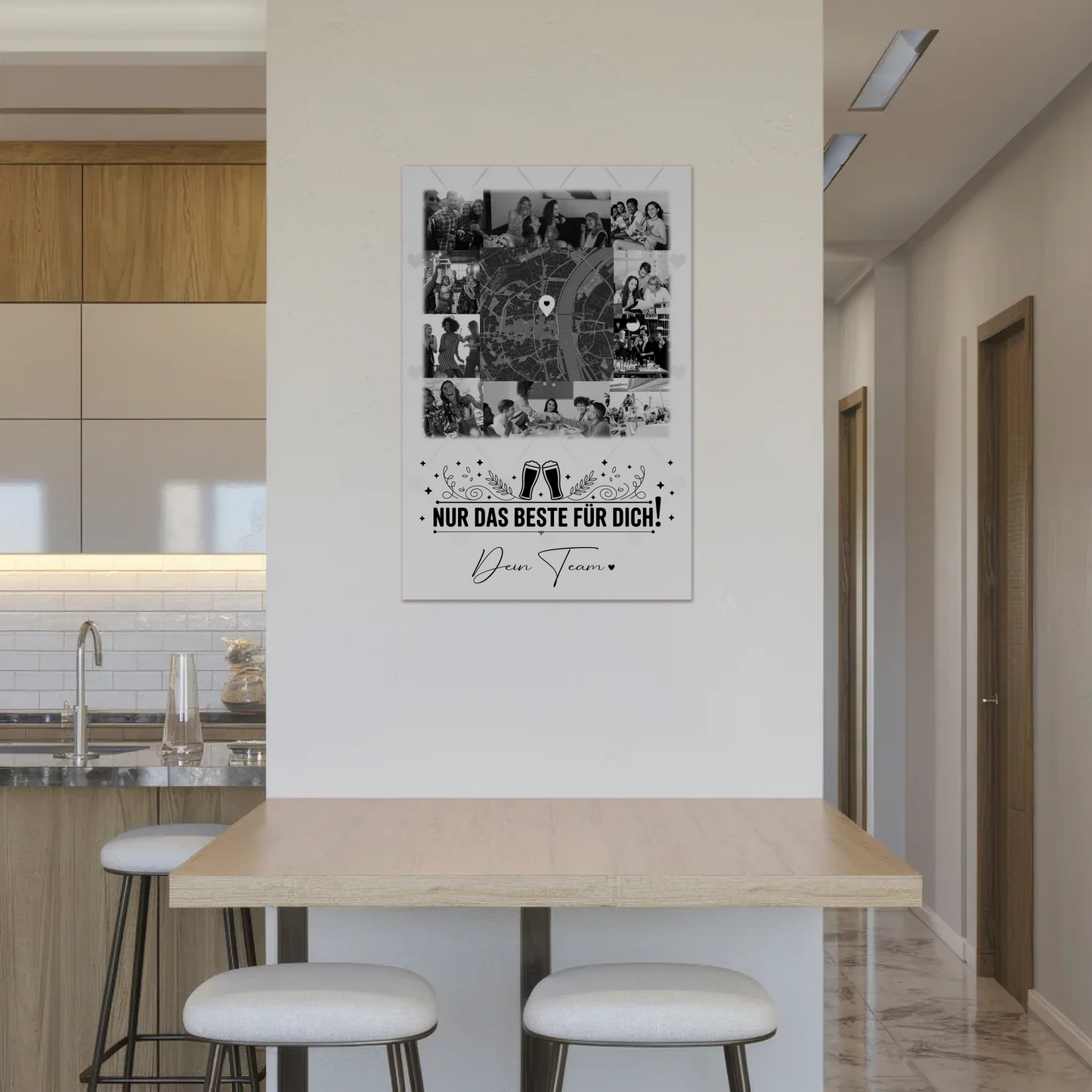 Magnetposter Fotoboard mit 10 Fotos und Karte in der Mitte Für immer im Herzen personalisiertes Geschenk 2