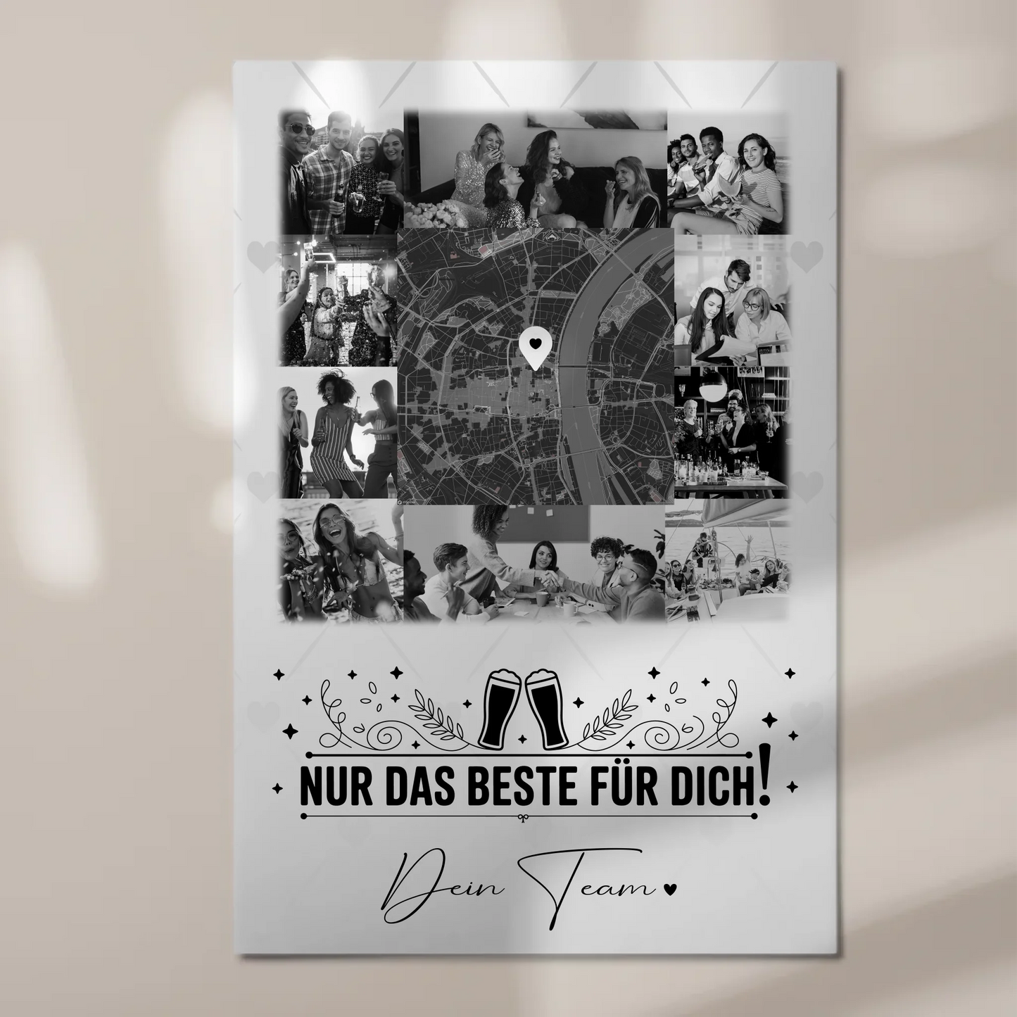Magnetposter Fotoboard mit 10 Fotos und Karte in der Mitte Für immer im Herzen personalisiertes Geschenk 1