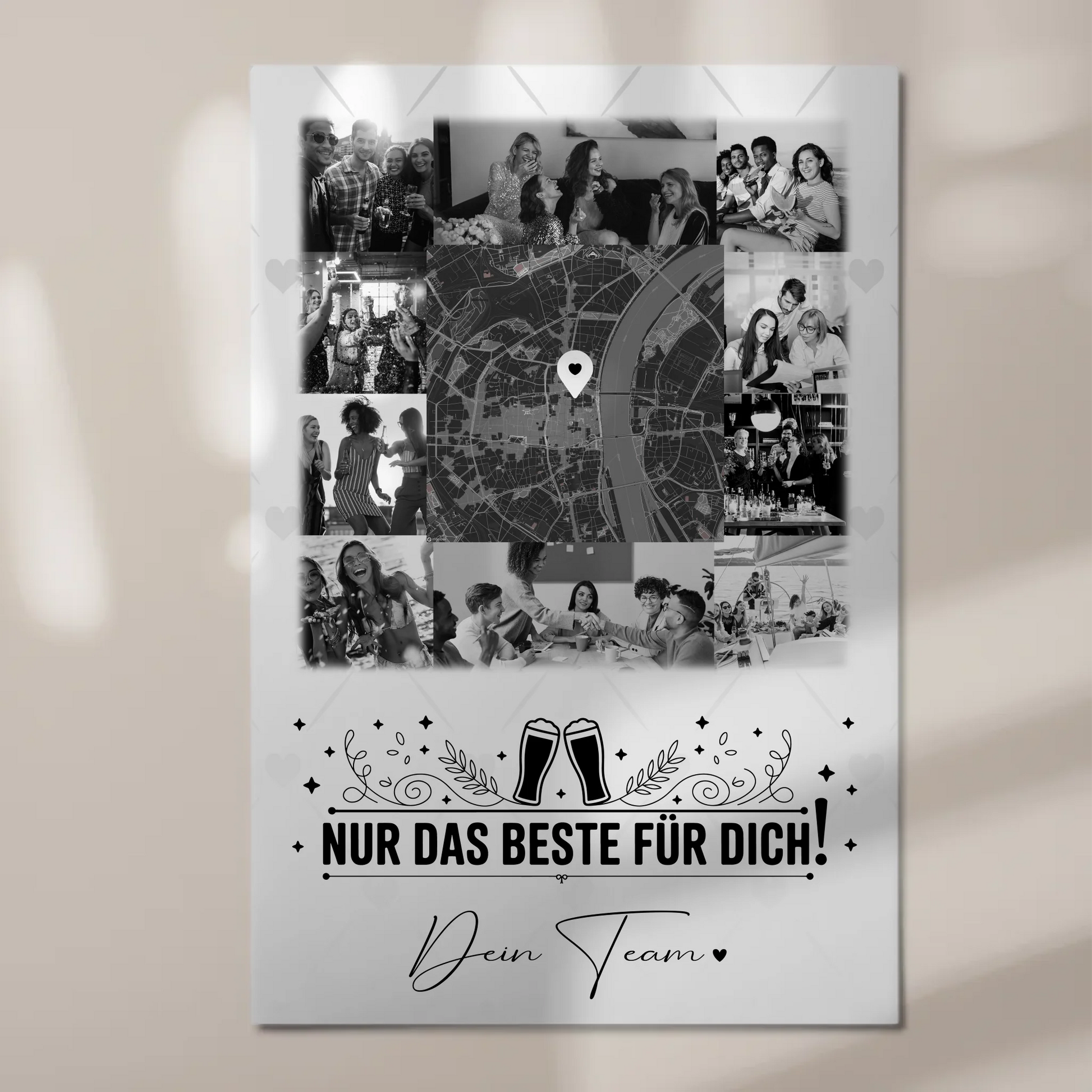 Magnetposter Fotoboard mit 10 Fotos und Karte in der Mitte Für immer im Herzen personalisiertes Geschenk 1