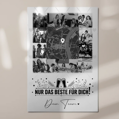 Magnetposter Fotoboard mit 10 Fotos und Karte in der Mitte Für immer im Herzen personalisiertes Geschenk 1