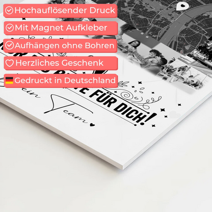 Magnetposter Fotoboard mit 10 Fotos und Karte in der Mitte Für immer im Herzen personalisiertes Geschenk 4