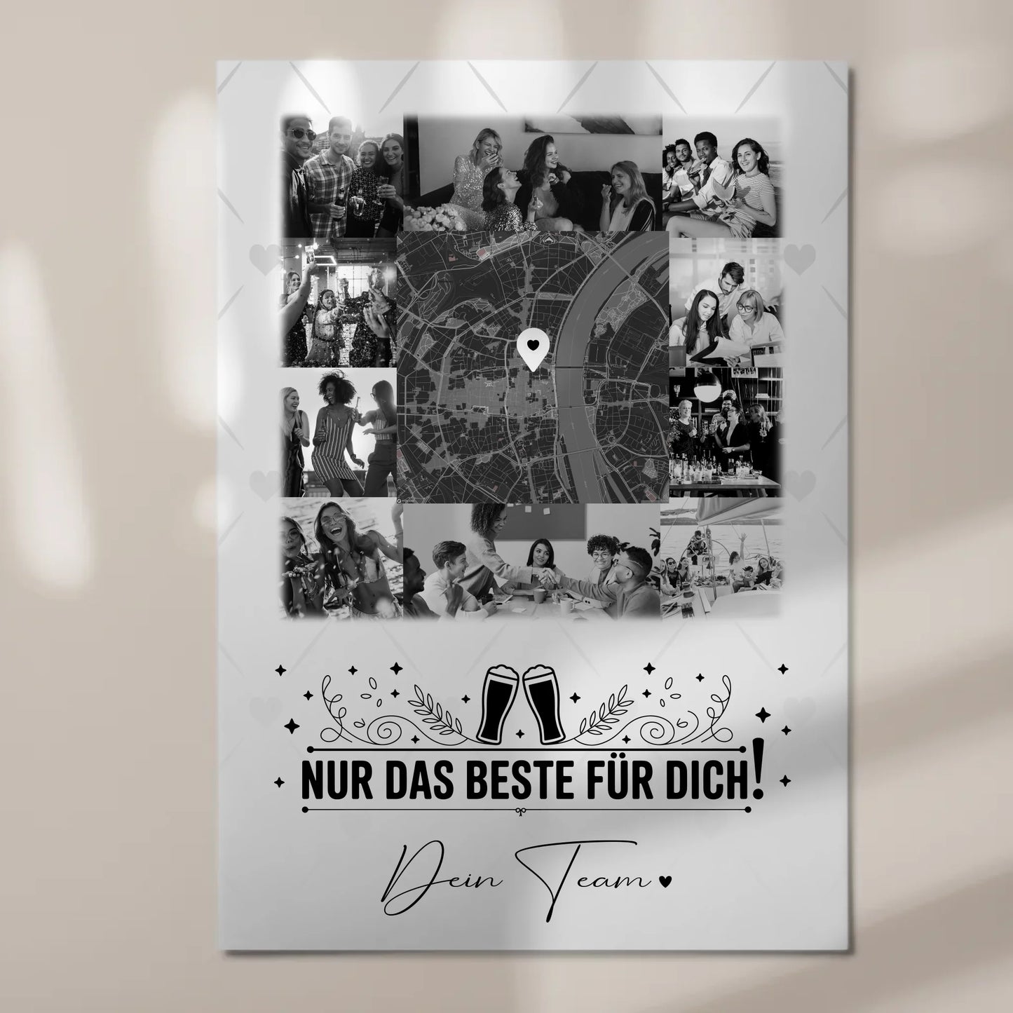 Magnetposter Fotoboard mit 10 Fotos und Karte in der Mitte Für immer im Herzen personalisiertes Geschenk 7