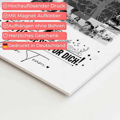 Magnetposter Fotoboard mit 10 Fotos und Karte in der Mitte Für immer im Herzen personalisiertes Geschenk 10