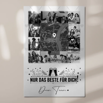 Magnetposter Fotoboard mit 10 Fotos und Karte in der Mitte Für immer im Herzen personalisiertes Geschenk