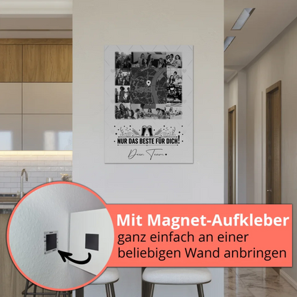 Magnetposter Fotoboard mit 10 Fotos und Karte in der Mitte Für immer im Herzen personalisiertes Geschenk