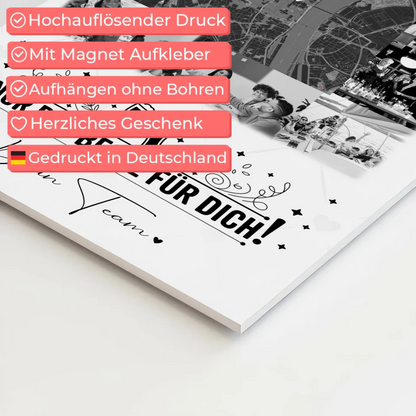 Magnetposter Fotoboard mit 10 Fotos und Karte in der Mitte Für immer im Herzen personalisiertes Geschenk