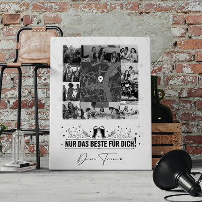 Personalisierte Leinwand Bild mit 10 Fotos und Karte in der Mitte Für immer im Herzen 4