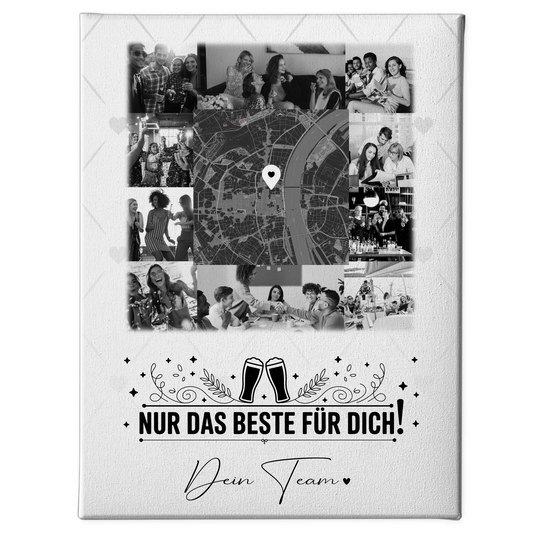 Personalisierte Leinwand Bild mit 10 Fotos und Karte in der Mitte Für immer im Herzen 1