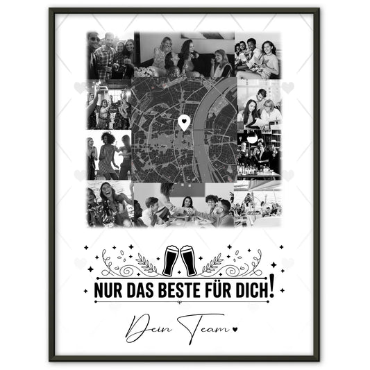 Abschied Kollegin Poster Für immer im Herzen mit 10 Fotos und Karte in der Mitte