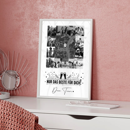 Abschied Kollegin Poster Für immer im Herzen mit 10 Fotos und Karte in der Mitte