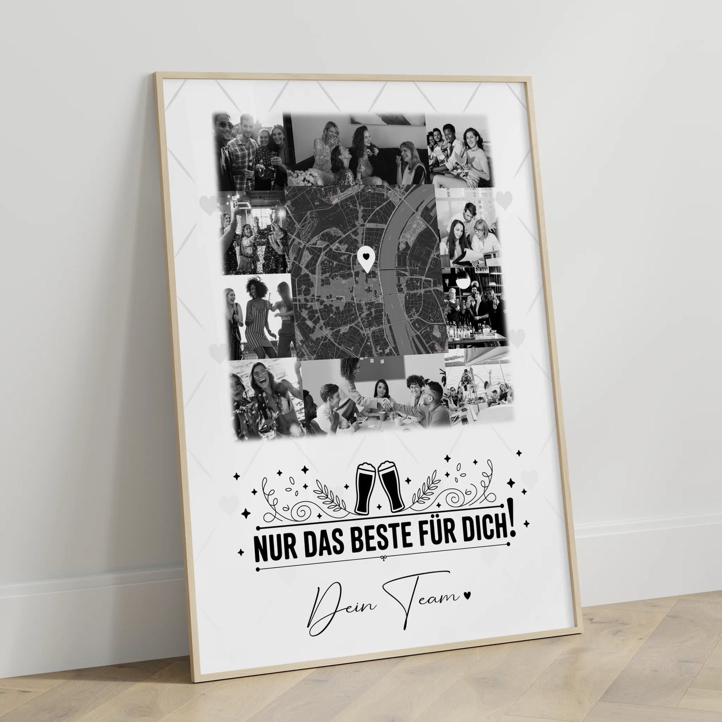 Abschied Kollegin Poster Für immer im Herzen mit 10 Fotos und Karte in der Mitte